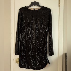 Black mini sequin dress